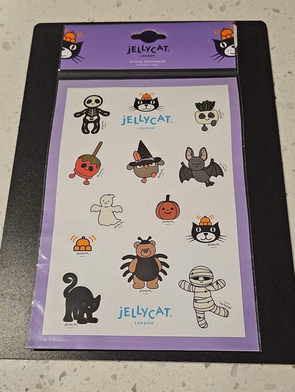 New Jellycat Lodon Halloween Sticker Sheet - Purple, Black, Orange, White